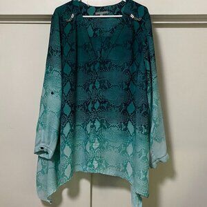 NY Collection light to dark green snakeskin pattern tunic, size 3X